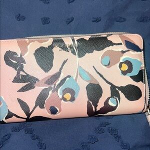 Kate Spade Pink and Black Wallet with Floral Design